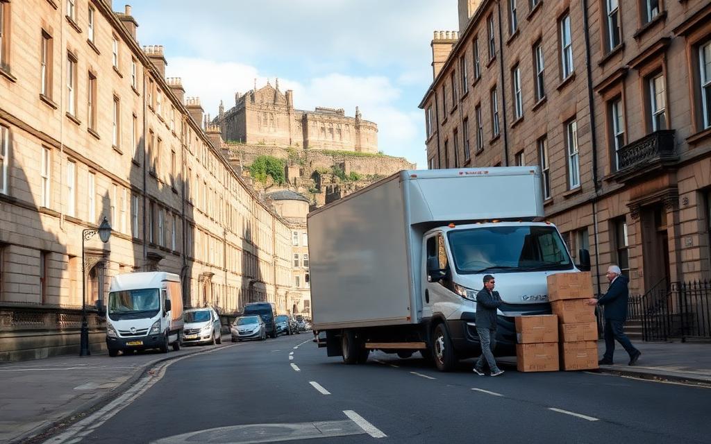 Man with a van removals and residential streets in Edinburgh