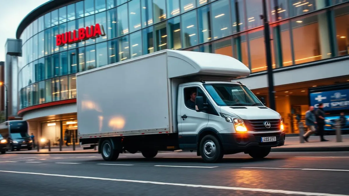 UK city backdrop representing reliable nationwide van and driver services