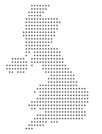 Map-style illustration representing UK-wide van hire coverage